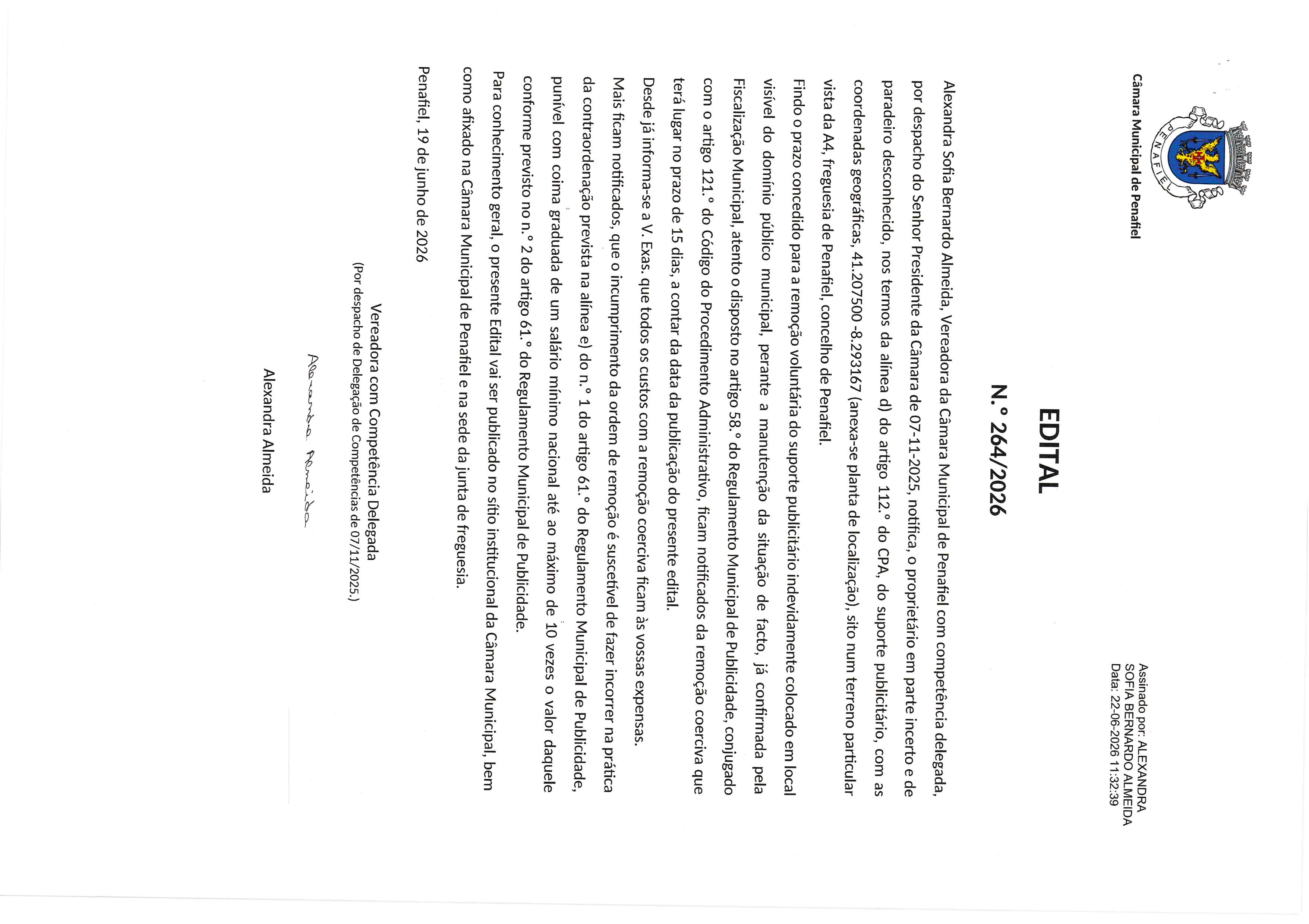 Edital nº 264 - CÂMARA MUNICIPAL DE PENAFIEL